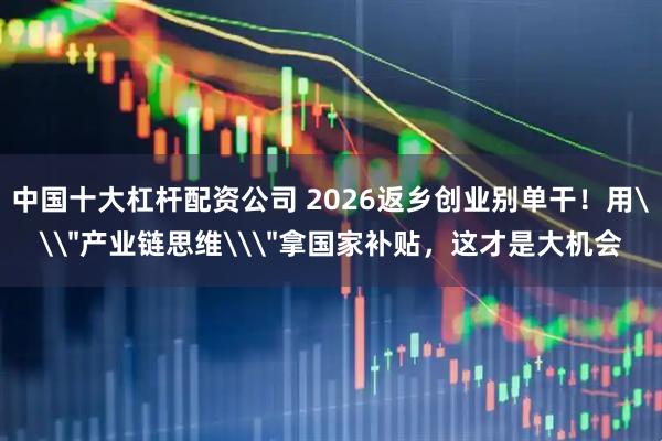 中国十大杠杆配资公司 2026返乡创业别单干！用\＂产业链思维\＂拿国家补贴，这才是大机会